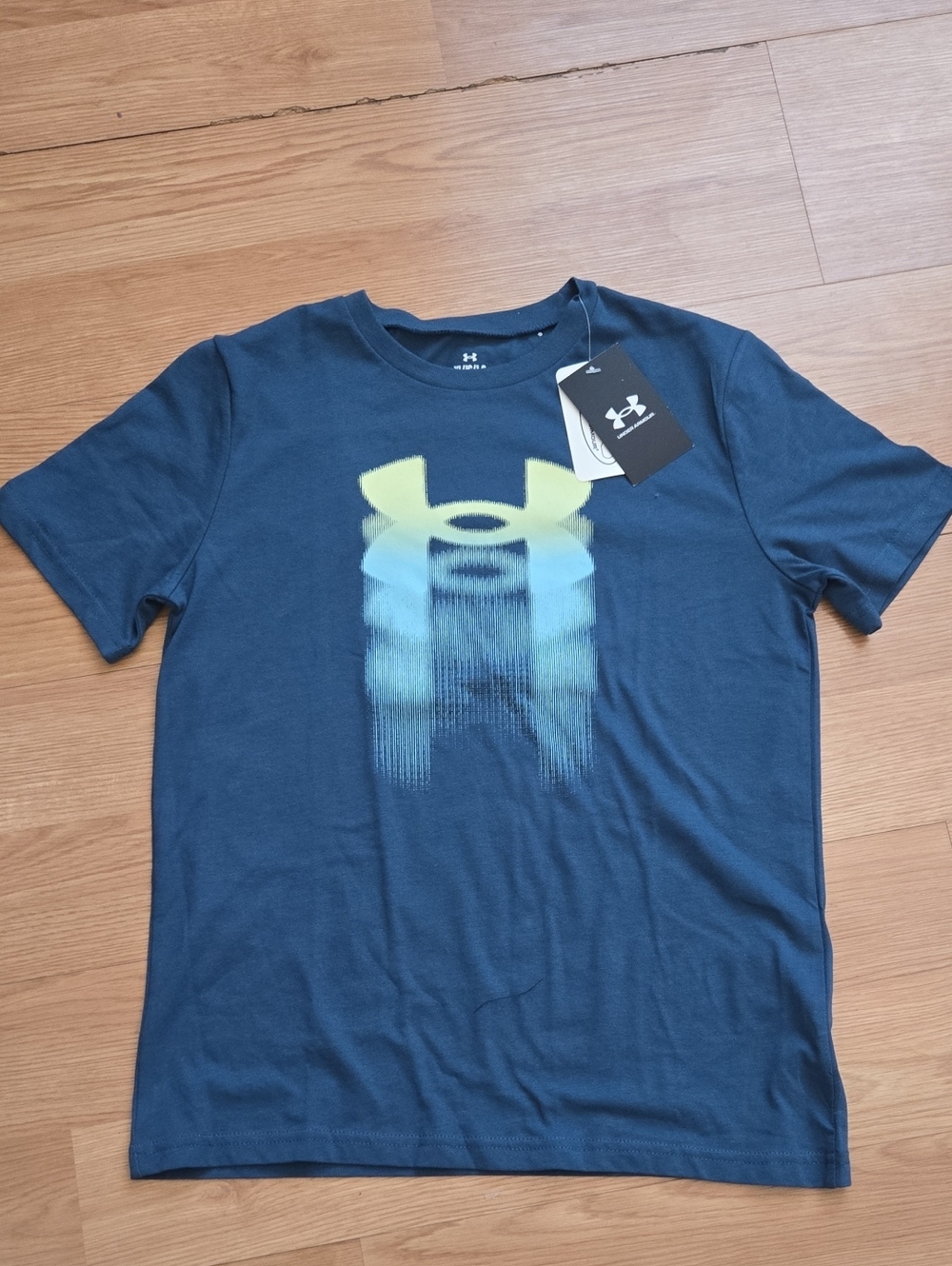 Under Armour Navy Blue Short-Sleeve Tee with Gradient Yellow-Green Logo